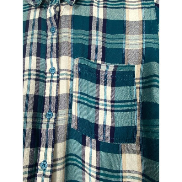 Como Vintage Plaid Button-Up Shirt Women’s Small Teal Blue Flannel - Picture 2 of 7